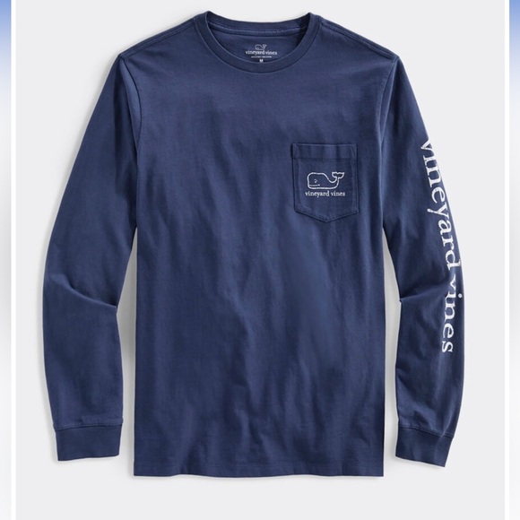 Vineyard Vines vintage Whale long sleeve pocket tee navy size medium EUC - Picture 1 of 6
